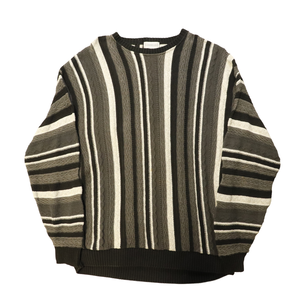Vintage Alexander Lloyd striped textured 3D knit sweater Size XXXL